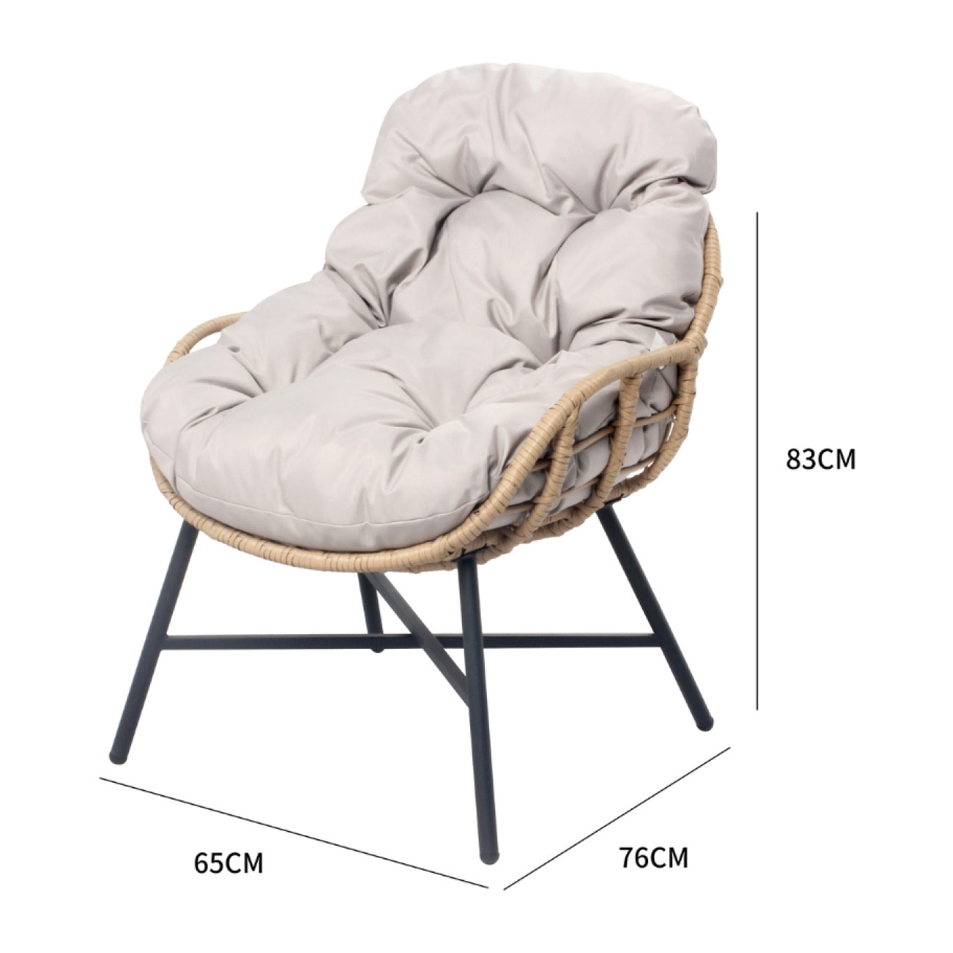 Salon de jardin 4 places canapé + fauteuils beige - CASMA