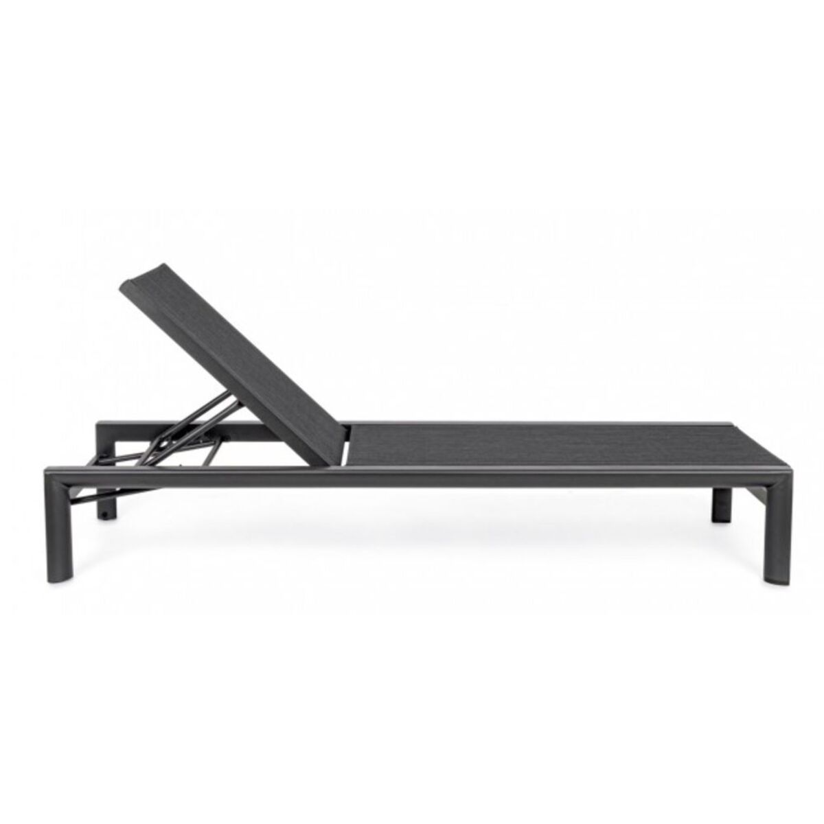 Lettino reclinabile SKIPPER NEW in alluminio e textilene antracite, con ruote