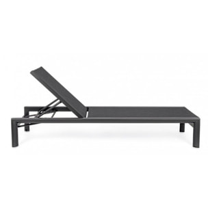 Lettino reclinabile SKIPPER NEW in alluminio e textilene antracite, con ruote