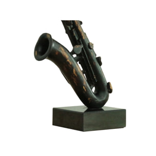 Statue saxophone en résine noire effet rouillé H62cm - SAXO