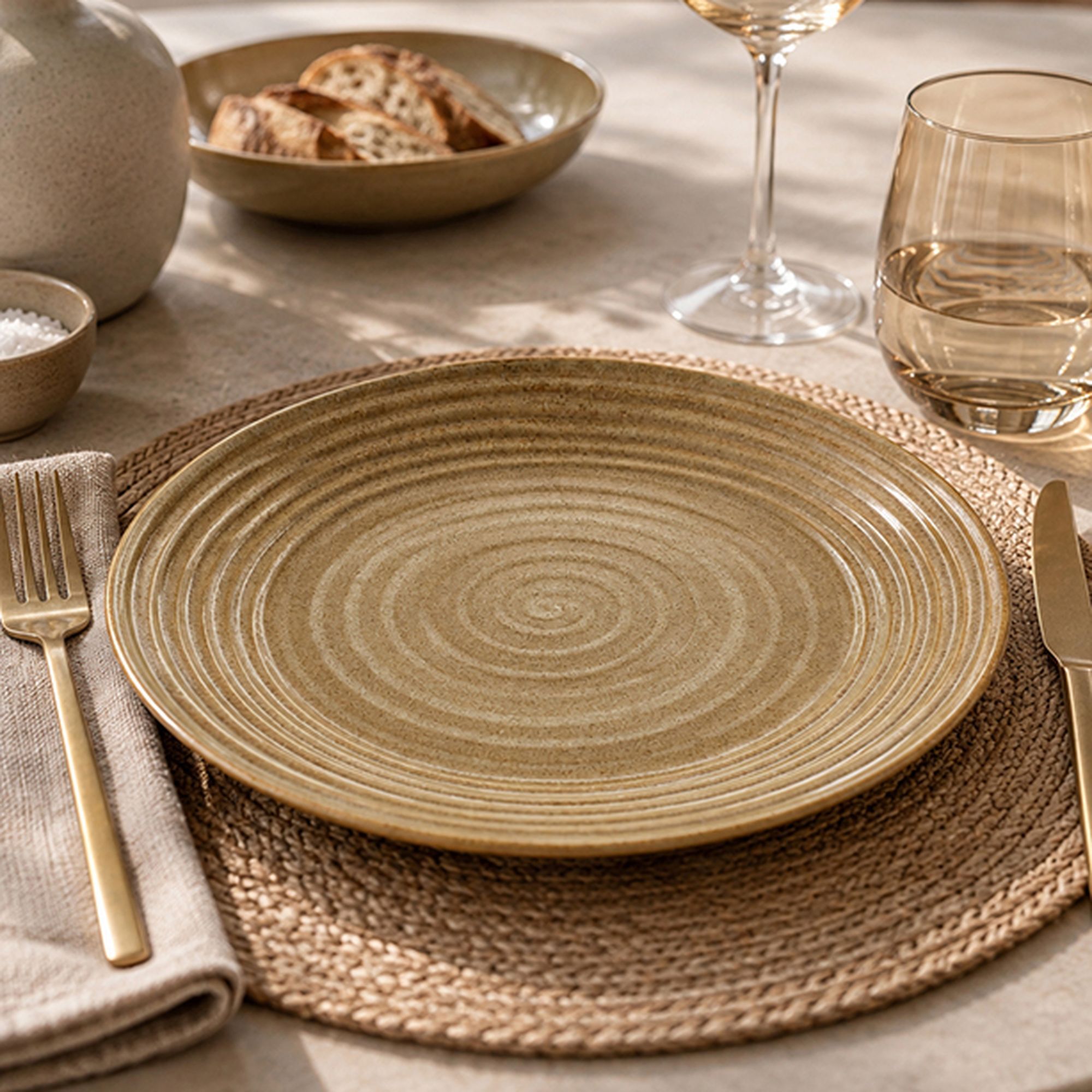 Lot de 6 assiettes plates 27cm en grès caramel TURBOLINO