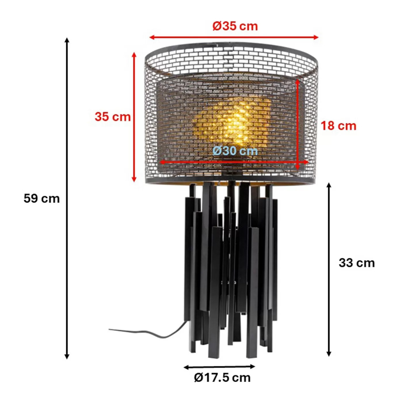 Lampe Coachella 59cm noire Kare Design