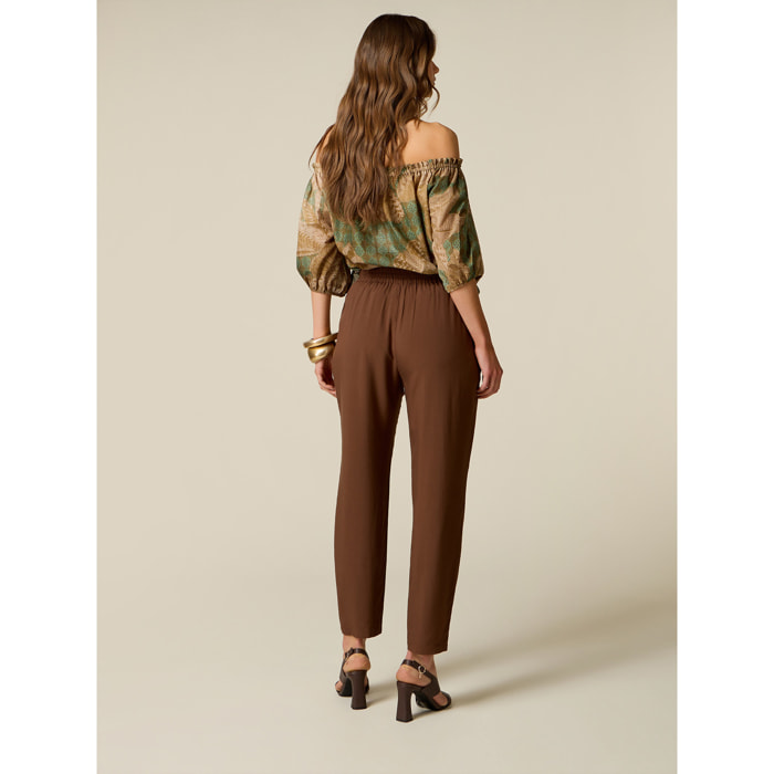 Oltre - Pantaloni joggers in viscosa - Marrone