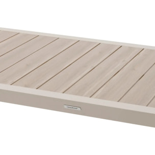 Table de jardin "Évasion" effet bois lin & argile 6 places lates en aluminium