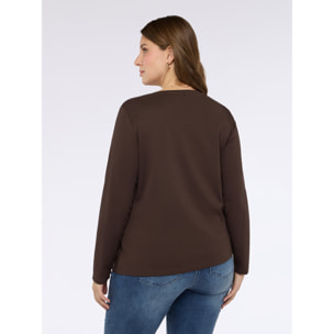 Fiorella Rubino - T-shirt in jersey con design a portafoglio - Marrone