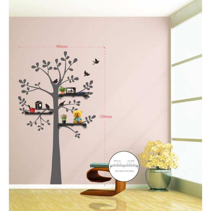 STICKER DA MURO TREE CON MENSOLE CHARME 1921 MULTICOLORE