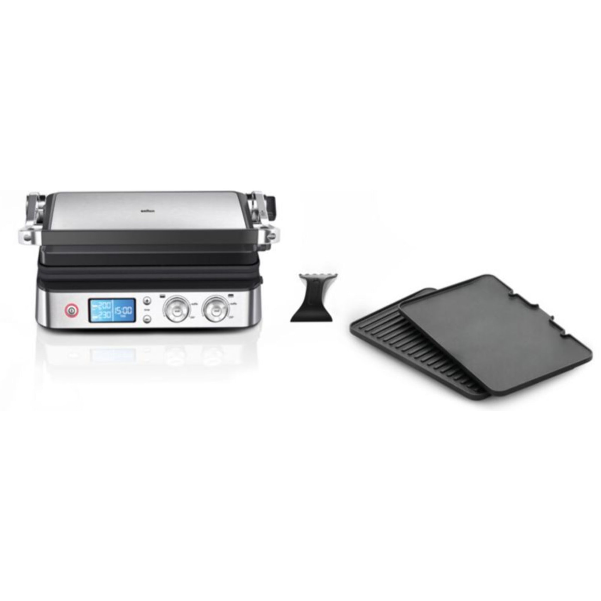 Grille-viande BRAUN CG9040 inox 2 zones e cuisson plaques movibles à poser, 37x23 cm