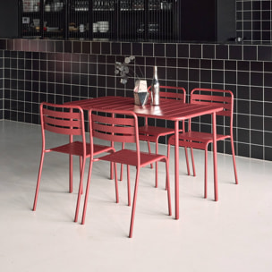 Table de jardin métal + 4 assises AMÉLIA