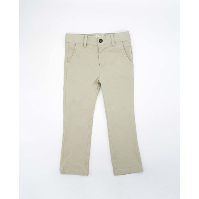 Pantalon largo sarga beige