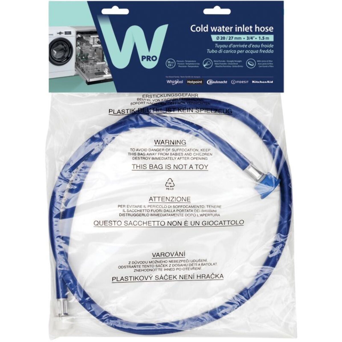 Rallonge de tuyau d'alimentation d'eau WPRO IEF150 LL / LV