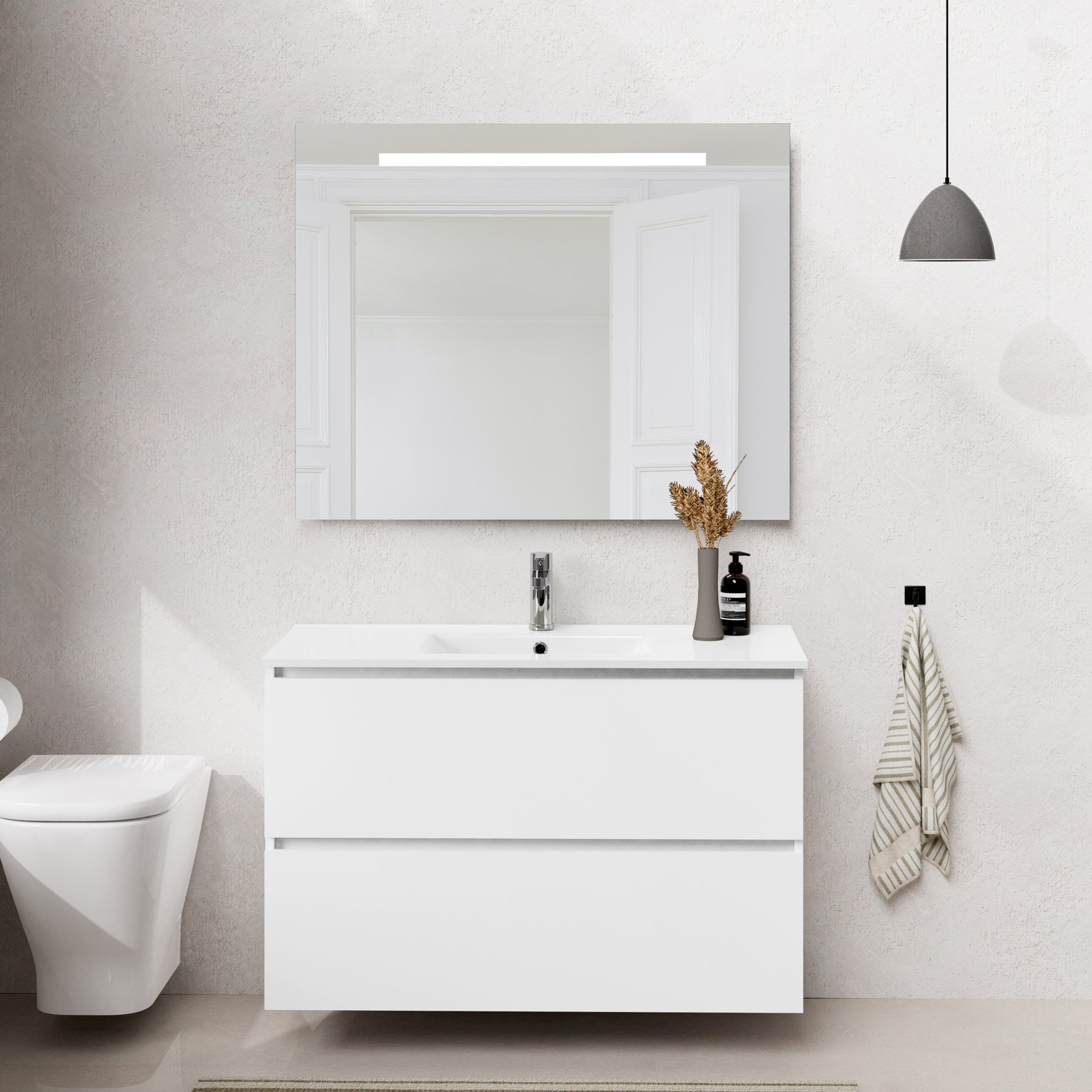 Conjunto mueble de baño SEA Alday, 100cm, Blanco Mate