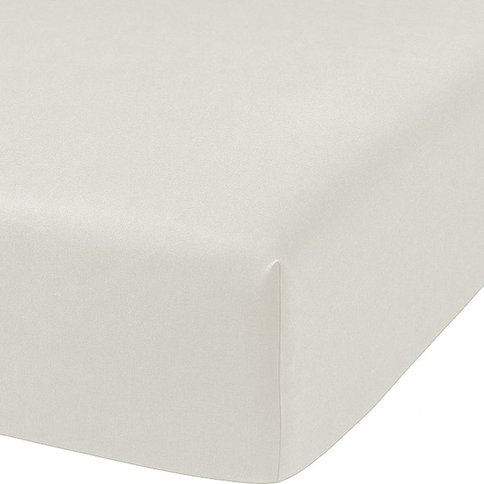 Drap Housse Coton 57fils Uni - Bonnet 35cm Ivoire