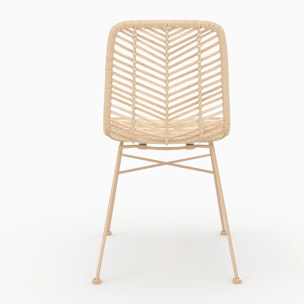 Lot de 2 chaises en rotin naturel et pieds beiges - Tamara