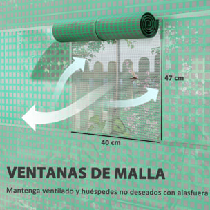 Invernadero de Exterior 6x3x2,8 m Invernadero de Túnel con 6 Ventanas Cubierta de PE Anti-UV y 2 Puertas Enrollables con Cremallera Invernadero para Jardín Patio Verde