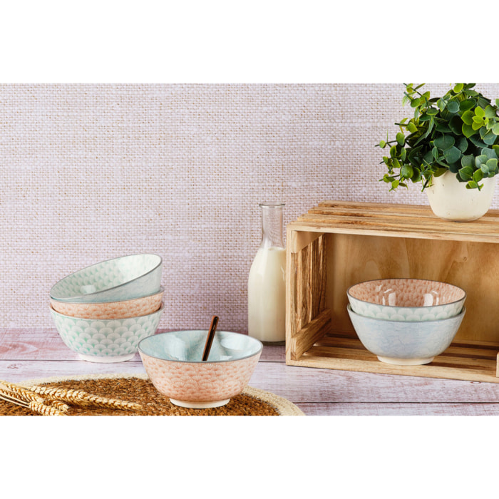 Bol PATTERN Ø15cm - 6 pièces - Pastel