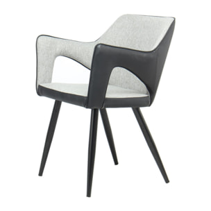 Set di 2 sedie moderne Palina in ecopelle e tessuto grigio