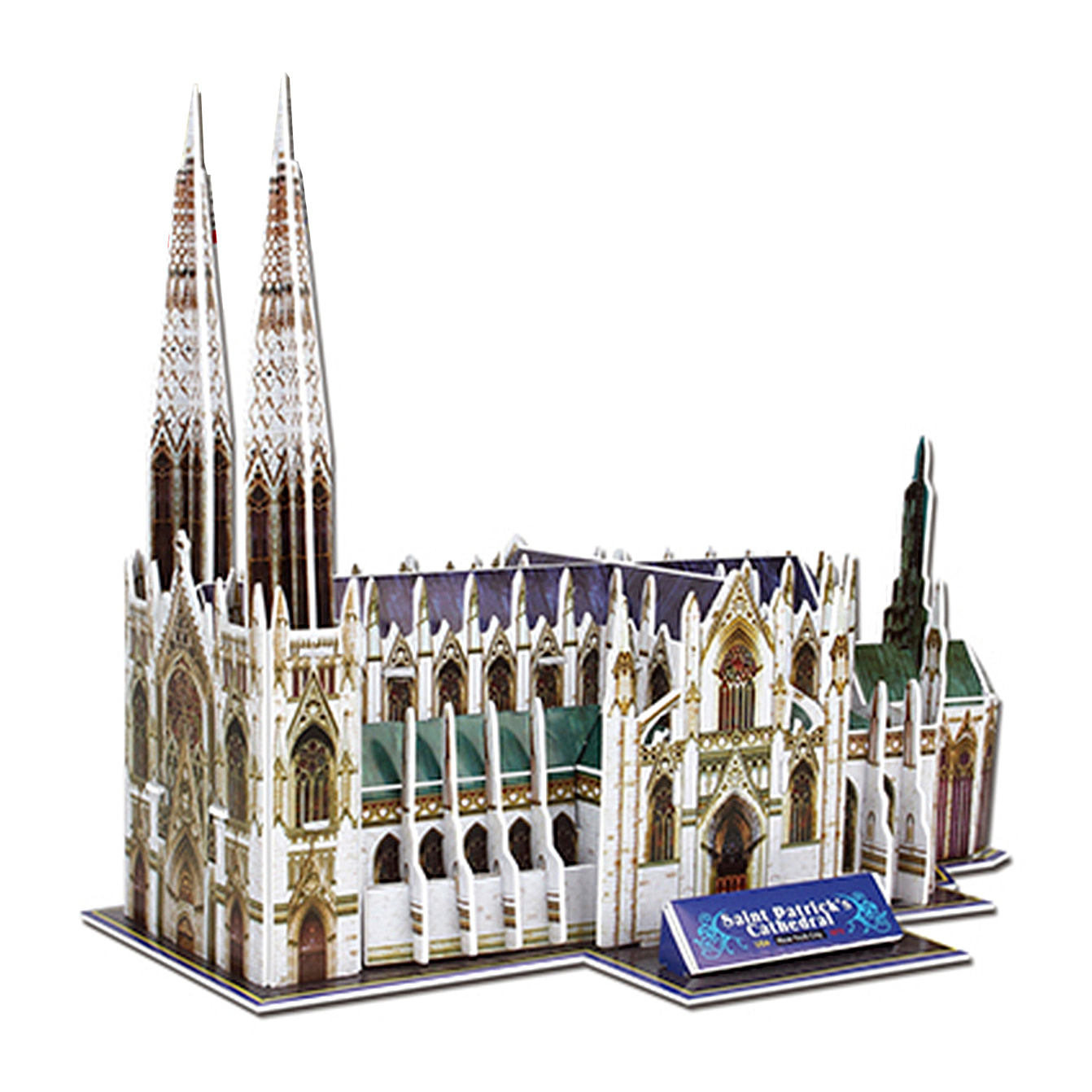 Puzle 3D de cartón de la Catedral de San Patricio en Nueva York. 49 piezas.