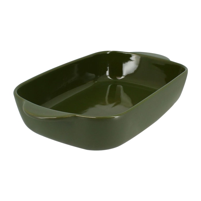 Plat à four en grès vert 33x20cm  OCTAVE