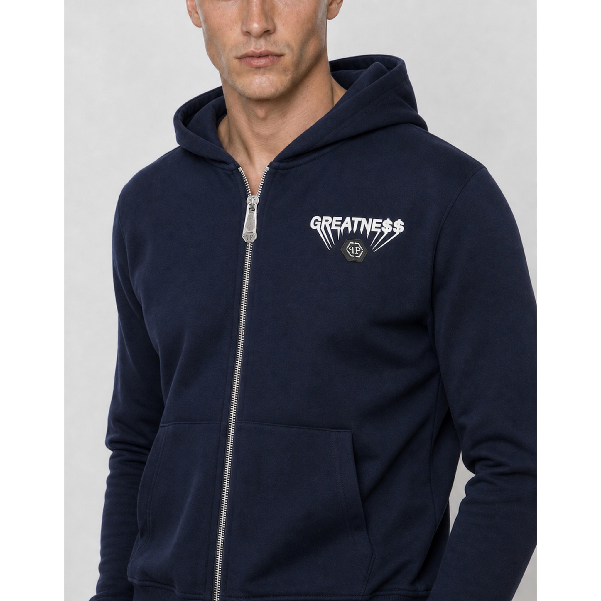 PHILIPP PLEIN Felpa con zip e cappuccio GREATNESS