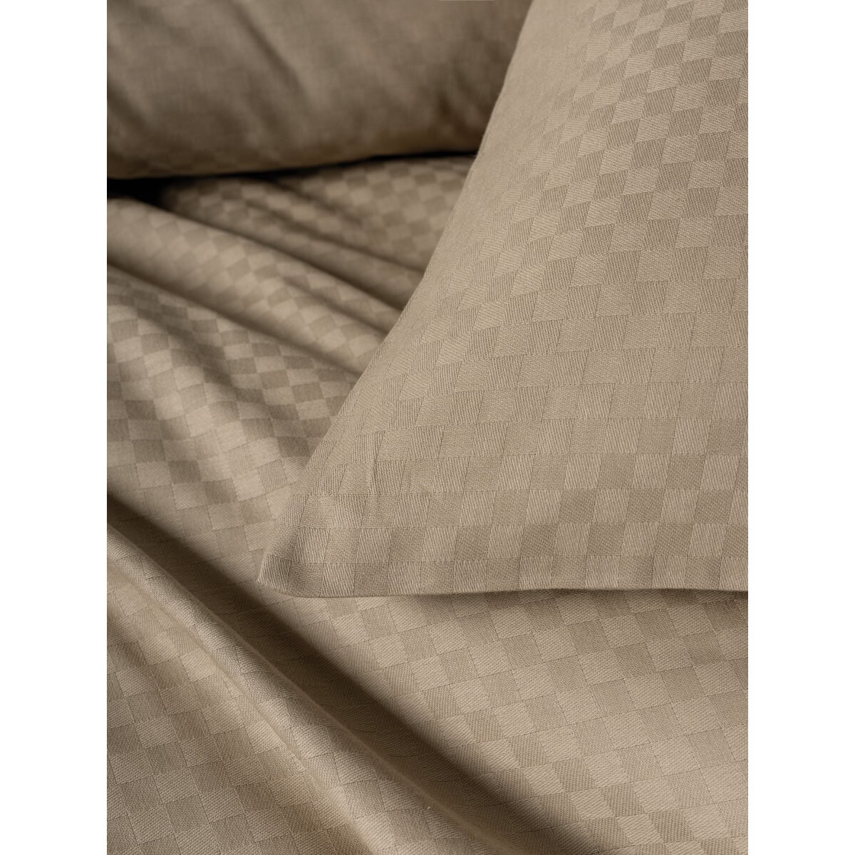 Parure housse de couette et taie(s) d'oreiller coton uni jacquard