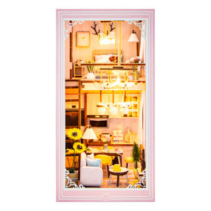 Apartamento Rosa. Book Nook realista con gran detalle, cubierta y luces led.