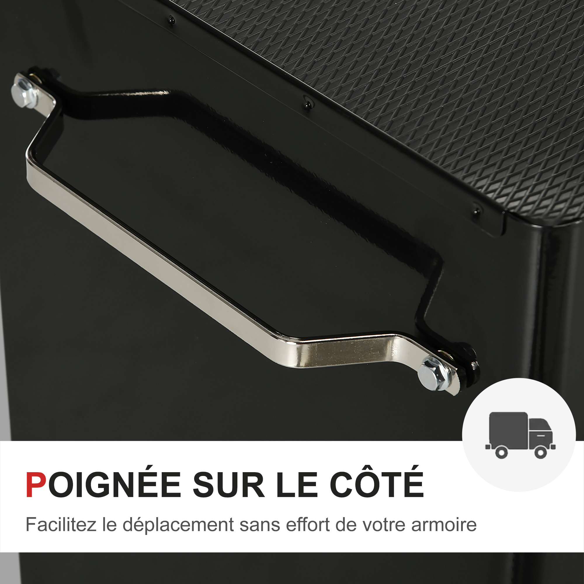 Servante d'atelier 5 tiroirs verrouillables 2 clés tôle d'acier noir rouge