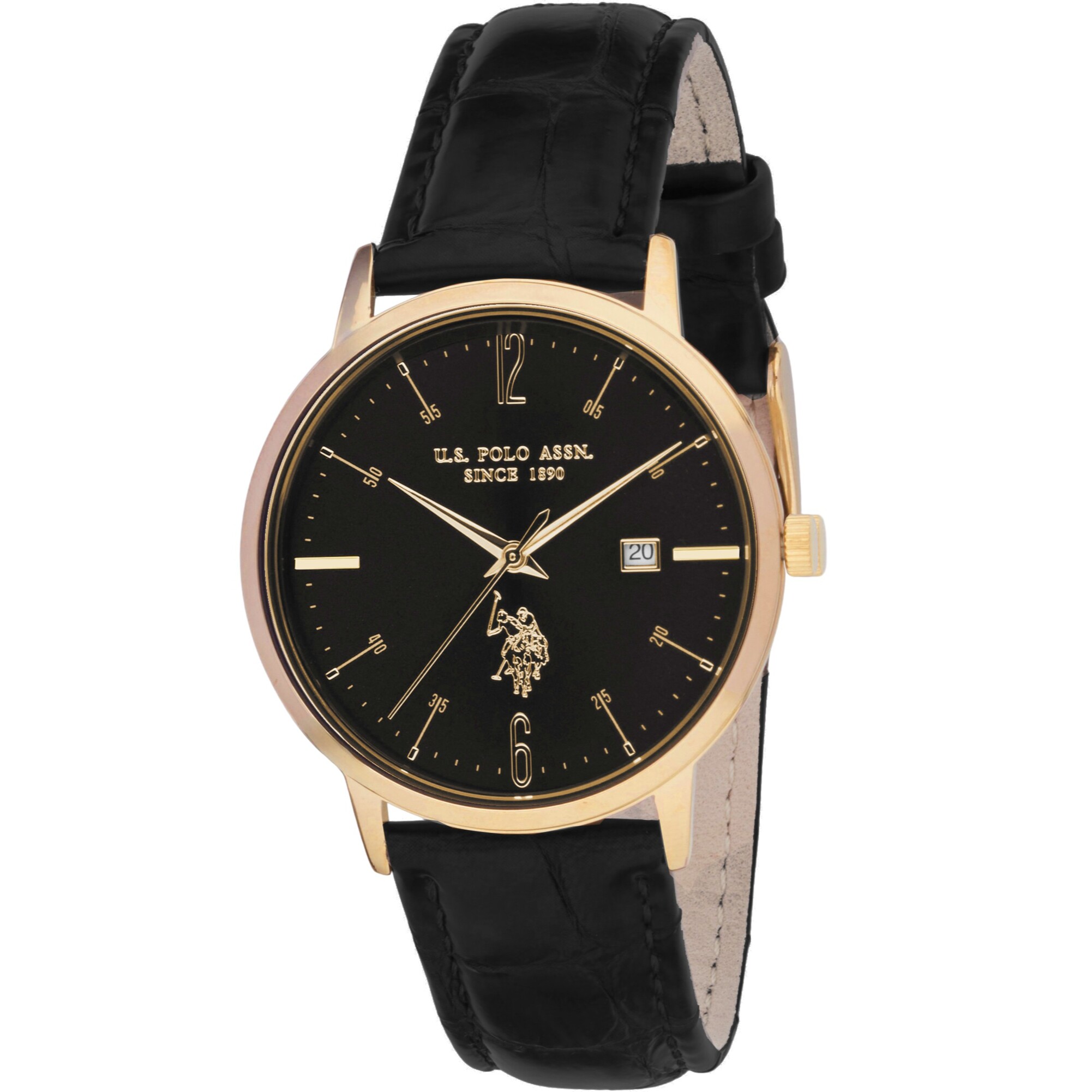 Orologio U.S. Polo Assn. con cinturino in pelle nero