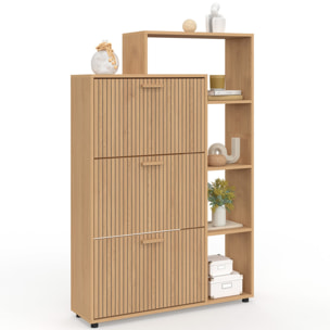 Meuble chaussures Faustine 3 portes + étagères - 18 paires