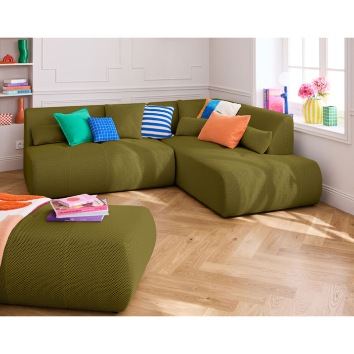 Onyx - pouf d'appoint - en tissu mailles 3D - Vert Olive
