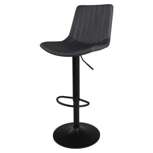 Lot de 2 chaises de bar réglables 62,5/83 cm gris foncé - Killi