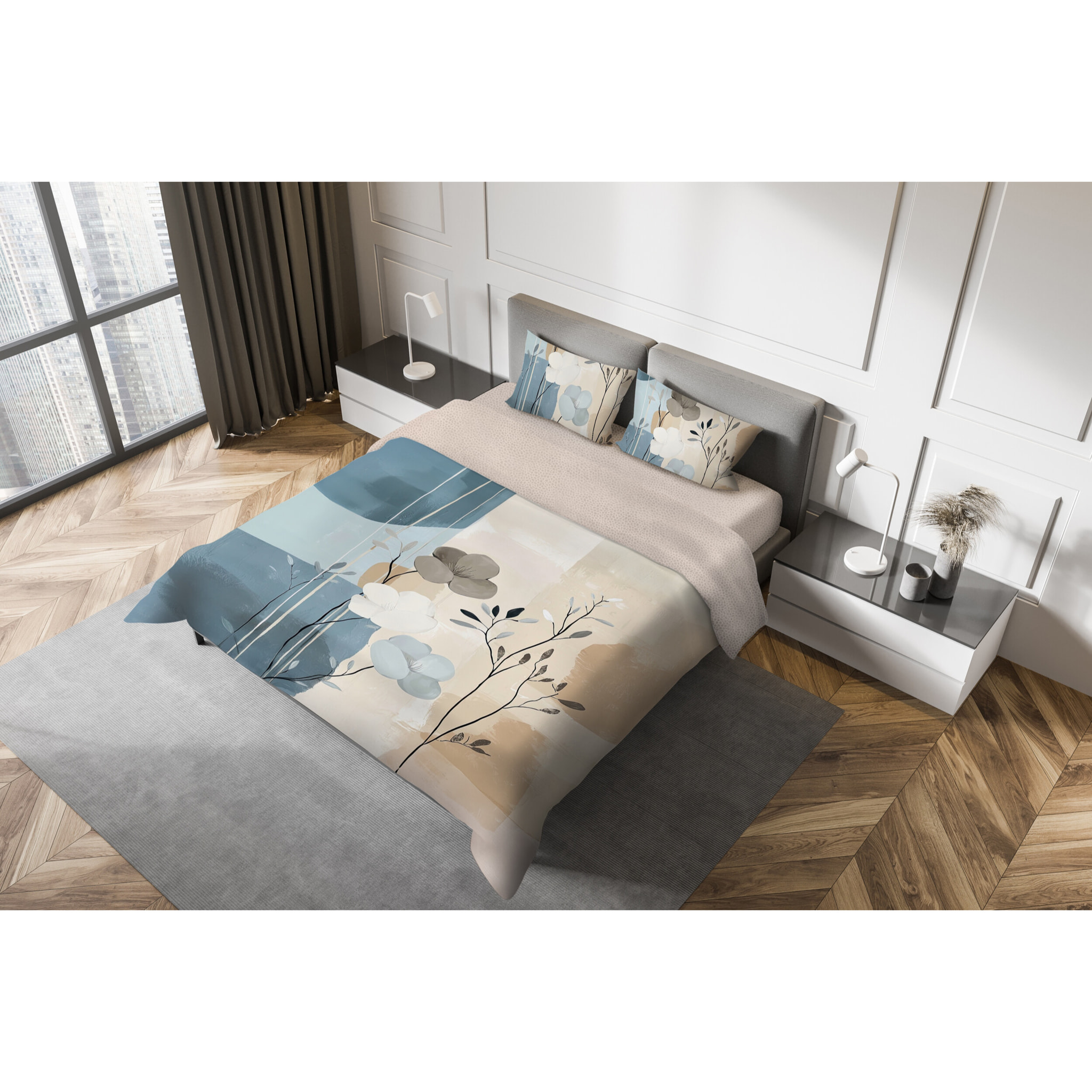 Parure copripiumino fotografico Piazzato Fine Art 2 piazze Disegno Fresia