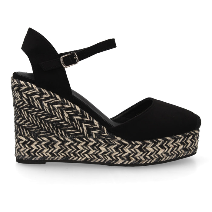 Alpargata de cuña con trenzado bicolor