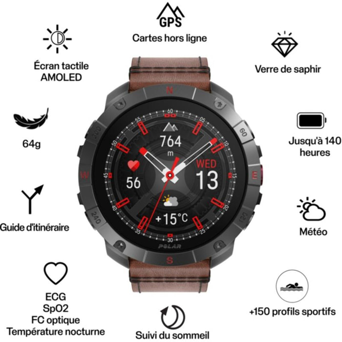 Montre sport POLAR GRIT X2 PRO Titan M-L