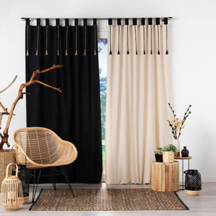 Rideau à passants et pompons - Naturel