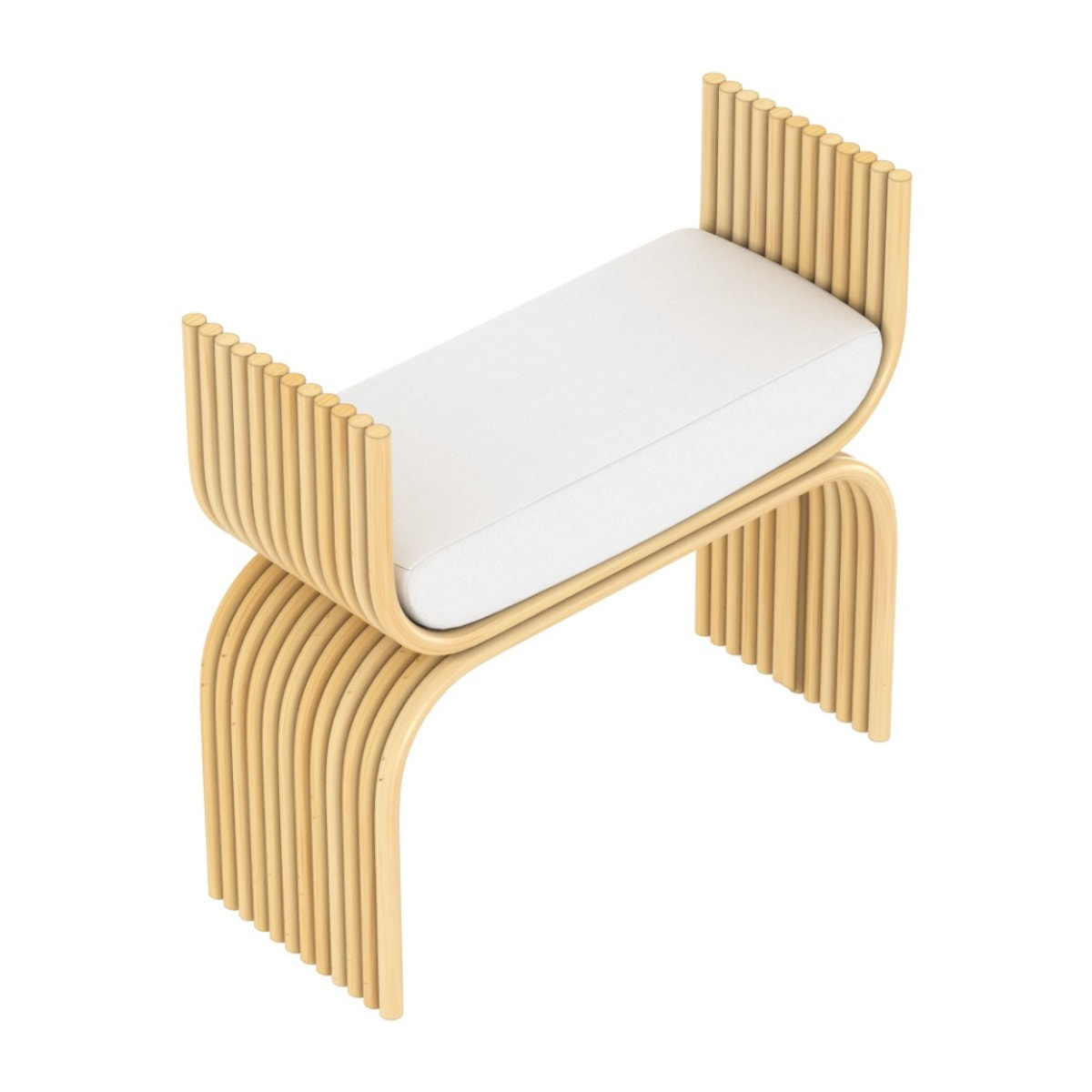 Tabouret en rotin et coussin blanc - Réane