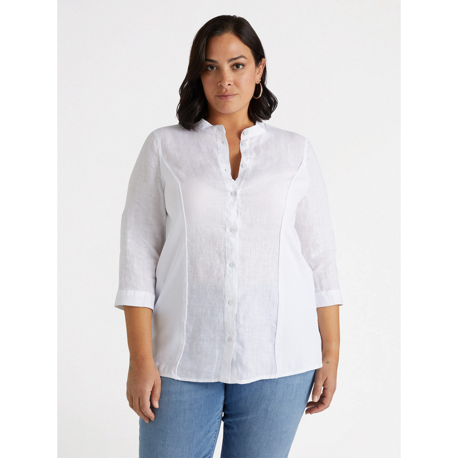 Fiorella Rubino - Camicia in lino e jersey - Bianco