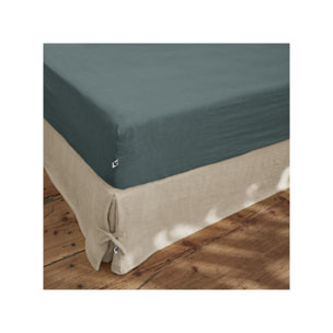 Drap housse 180x200 cm en lin lavé - SOLINE
