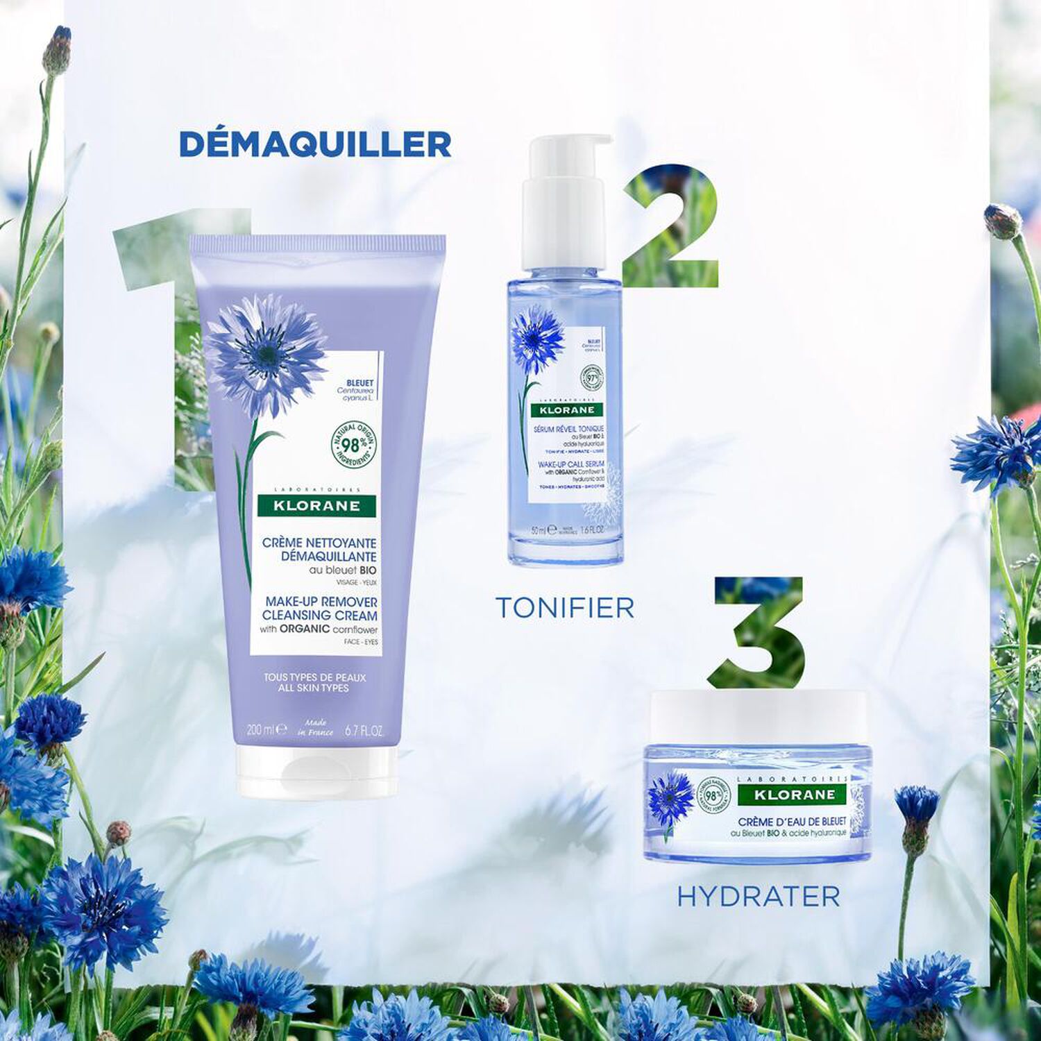 Bleuet Bio - Crème Nettoyante Démaquillante - 200 ml