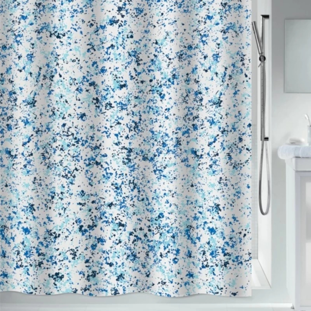 Rideau de douche Polyester VISION 180x180cm Bleu & Blanc Spirella
