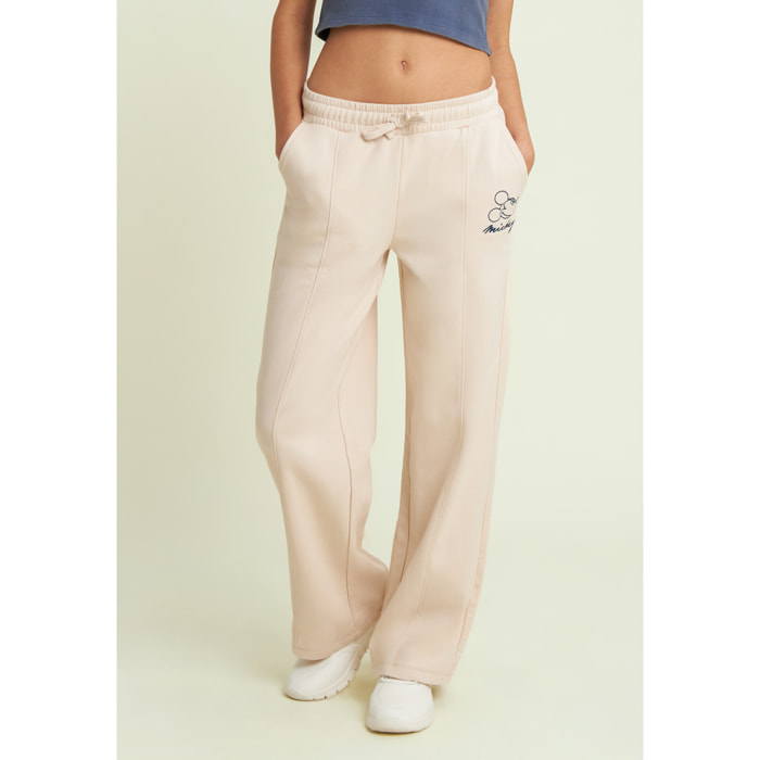 Pantaloni wide leg da donna con ricamo Mickey