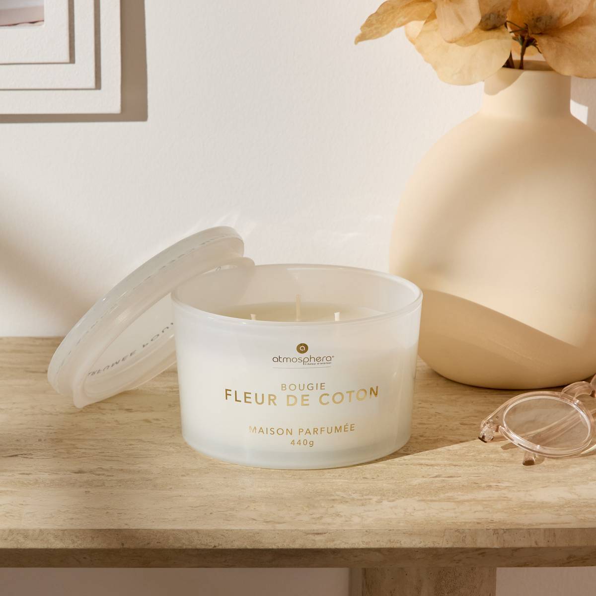 Bougie parfumée 440 g Glowy fleur de coton