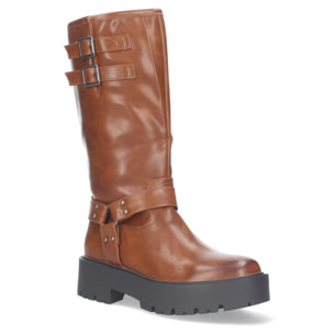 Bota Motera con Tacón Bajo y Plataforma