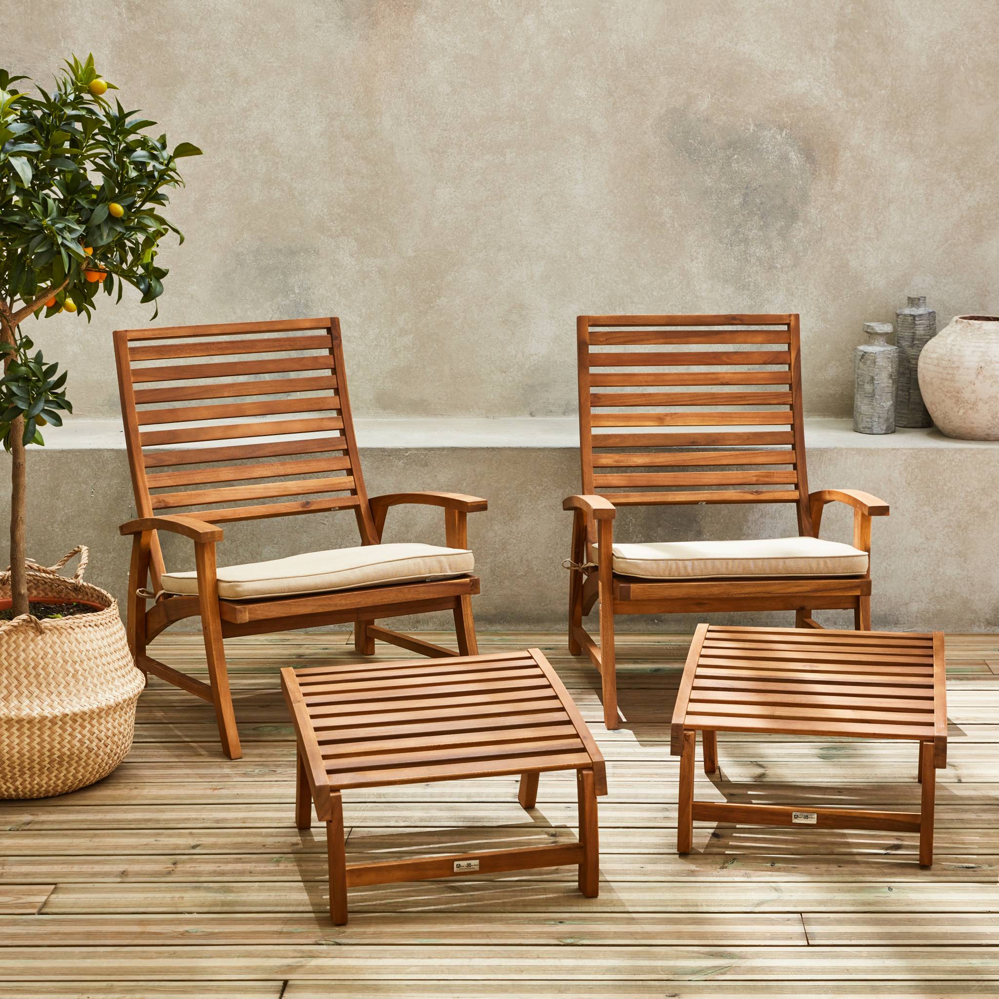 Lot de 2 chaises relaxantes. Puebla. 2 chaises. 2 reposes pieds. 75x59x71cm