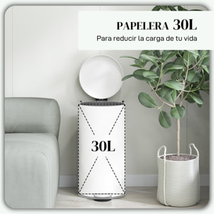 Cubo de Basura para Cocina 30L Papelera de Cocina con Pedal Tapa de Cierre Suave y Cubo Extraíble para Dormitorio Oficina Estudio Salón Crema