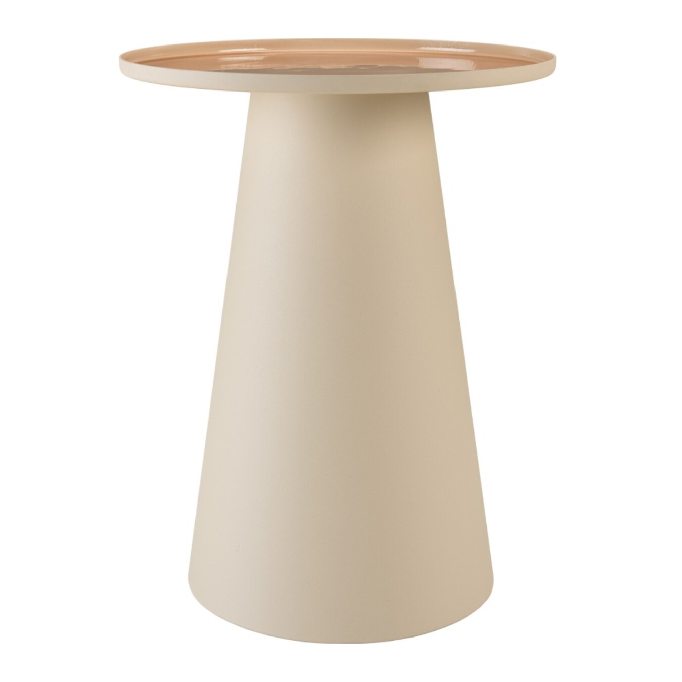 JAMES - Table d'appoint ronde 40x40cm plateau en métal émaillé caramel JAMES
