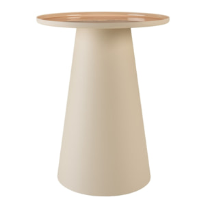JAMES - Table d'appoint ronde 40x40cm plateau en métal émaillé caramel JAMES