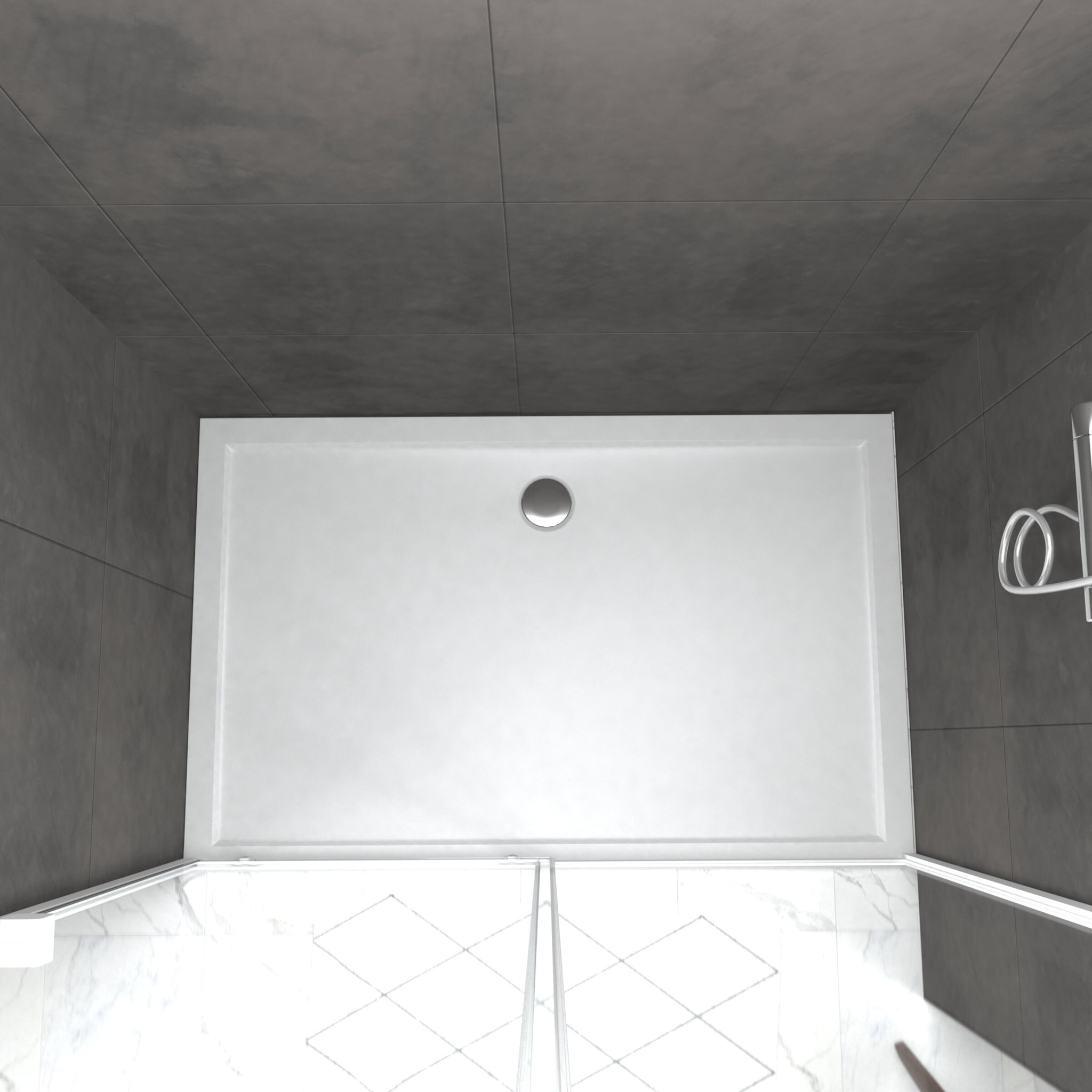 Pack porte de douche coulissante blanc 140x190cm + receveur 90x140 - WHITY SLIDE