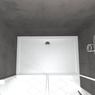 Pack porte de douche coulissante blanc 140x190cm + receveur 90x140 - WHITY SLIDE