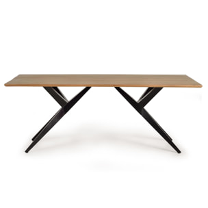 Mesas de Comedor de Madera de Acacia 200 Cm Estilo Rústico Industrial