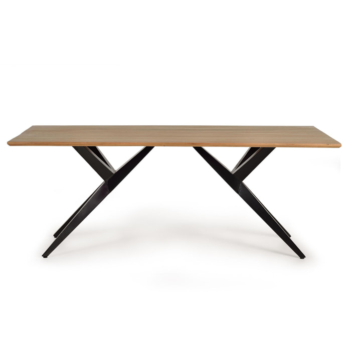 Mesas de Comedor de Madera de Acacia 200 Cm Estilo Rústico Industrial